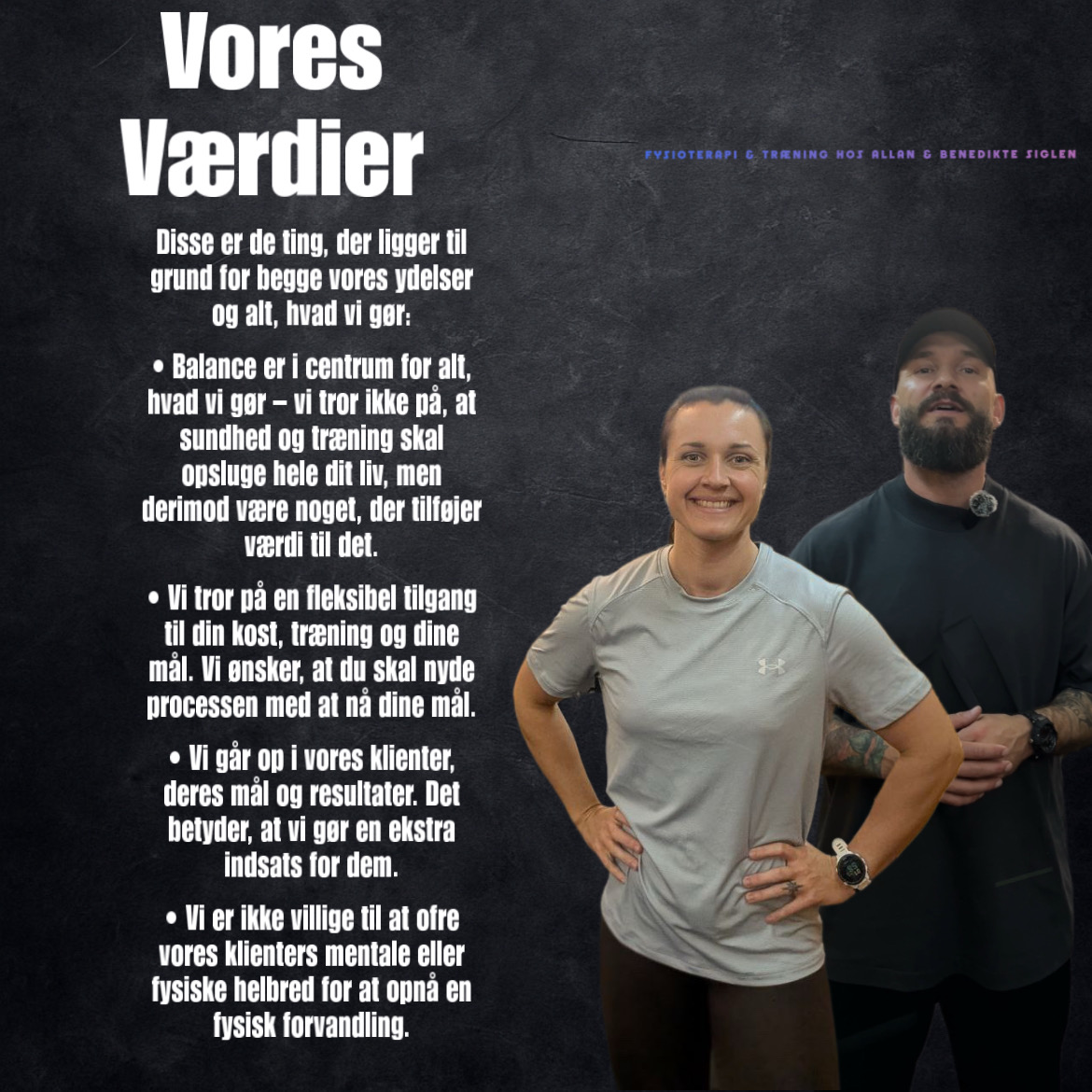 Fysioterapi & Træning hos Allan & Benedikte Siglen i Kolding tilbyder fysioterapi og personlig træning